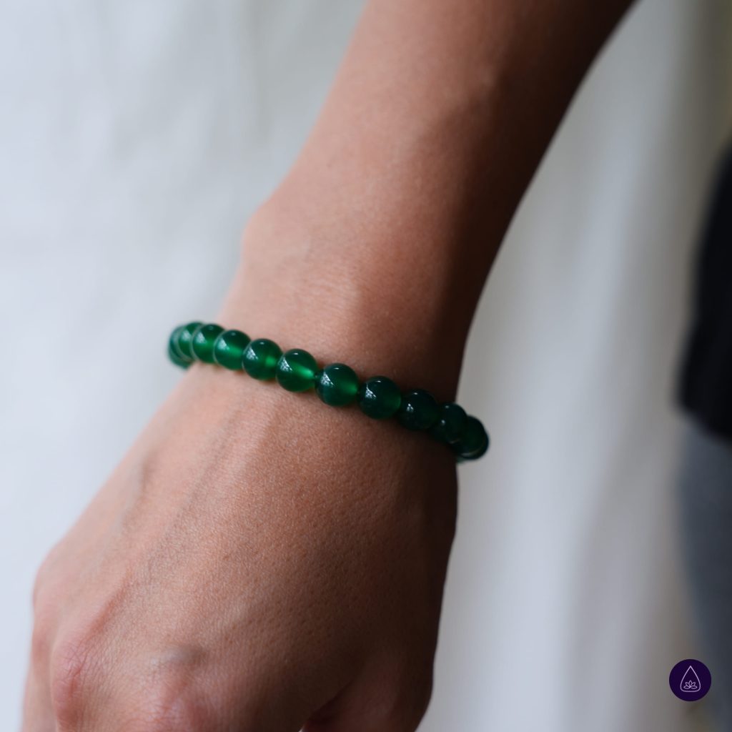 Green Agate Bracelet Natural Green Gemstone Bracelet Agate Crystal Bracelet
