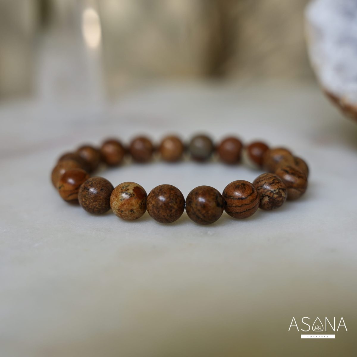 Picture Jasper Bracelet Natural Beaded Bracelet Jasper Gemstone Bracelet-2