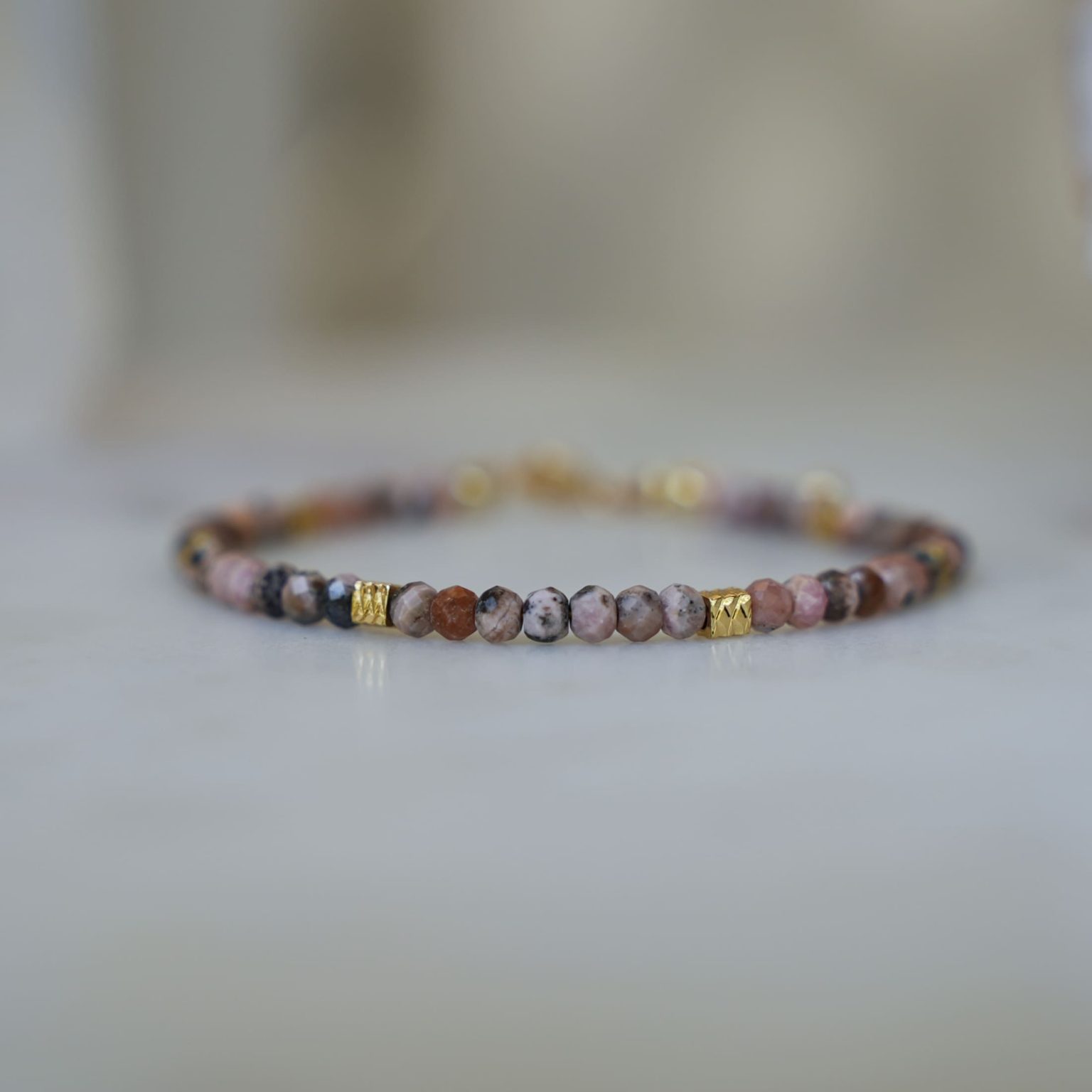 Rhodonite Bracelet for Love and Compassion tiny bracelet 3mm bracelet small