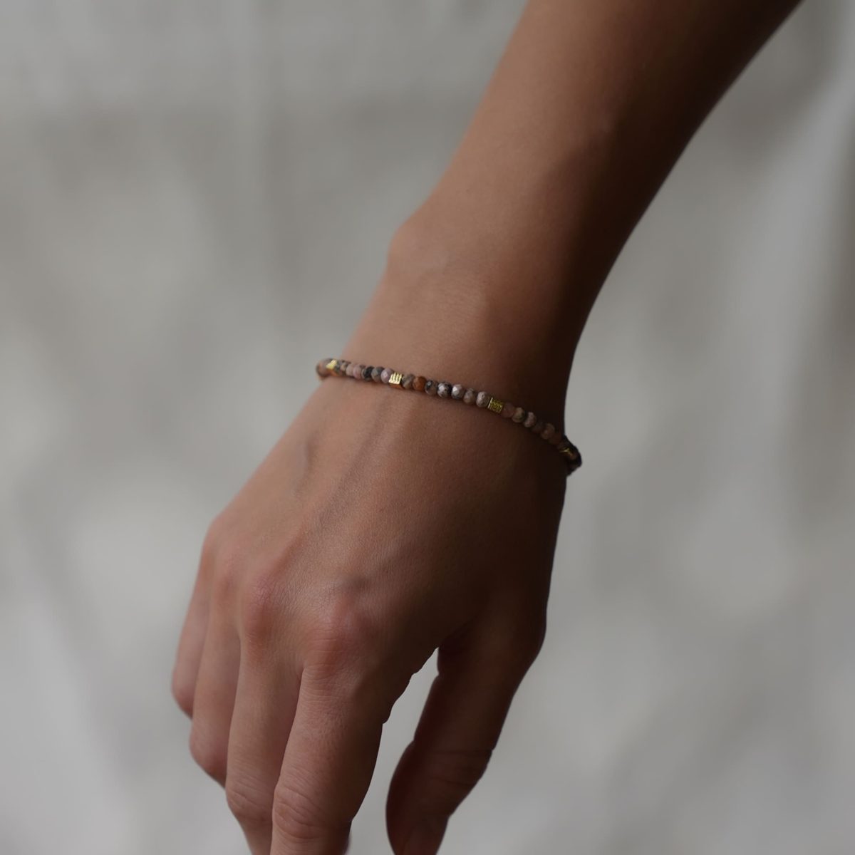 Rhodonite Bracelet for Love and Compassion tiny bracelet 3mm bracelet small