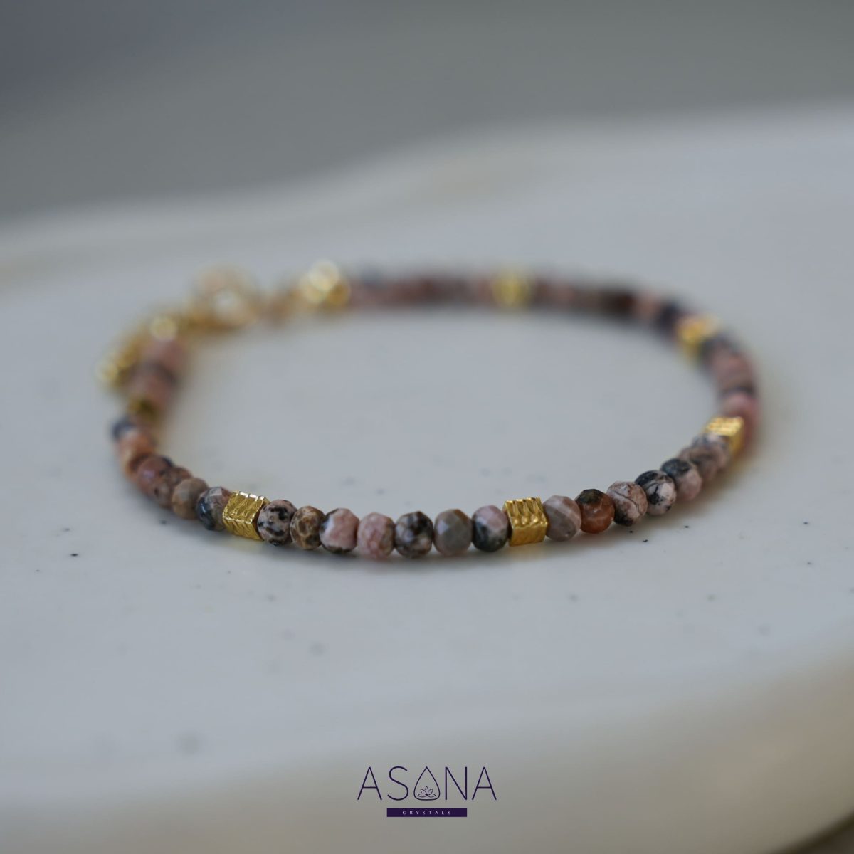 Rhodonite Bracelet for Love and Compassion tiny bracelet 3mm bracelet small