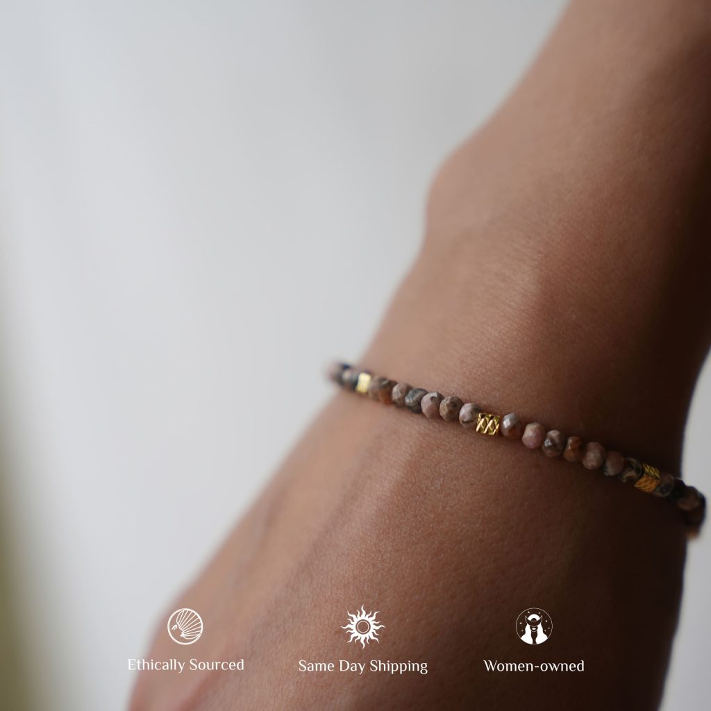 Rhodonite Bracelet for Love and Compassion tiny bracelet 3mm bracelet small