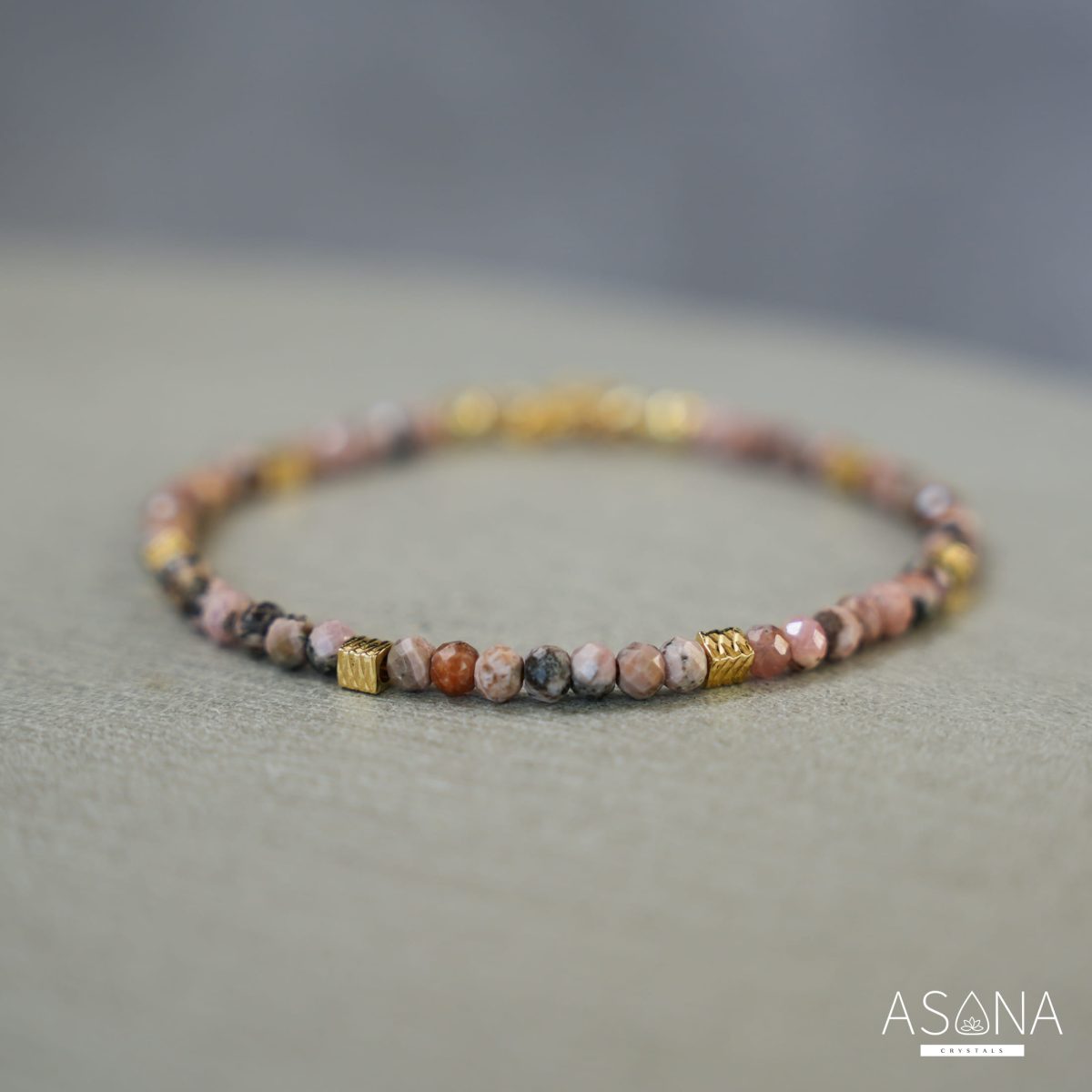 Rhodonite Bracelet for Love and Compassion tiny bracelet 3mm bracelet small