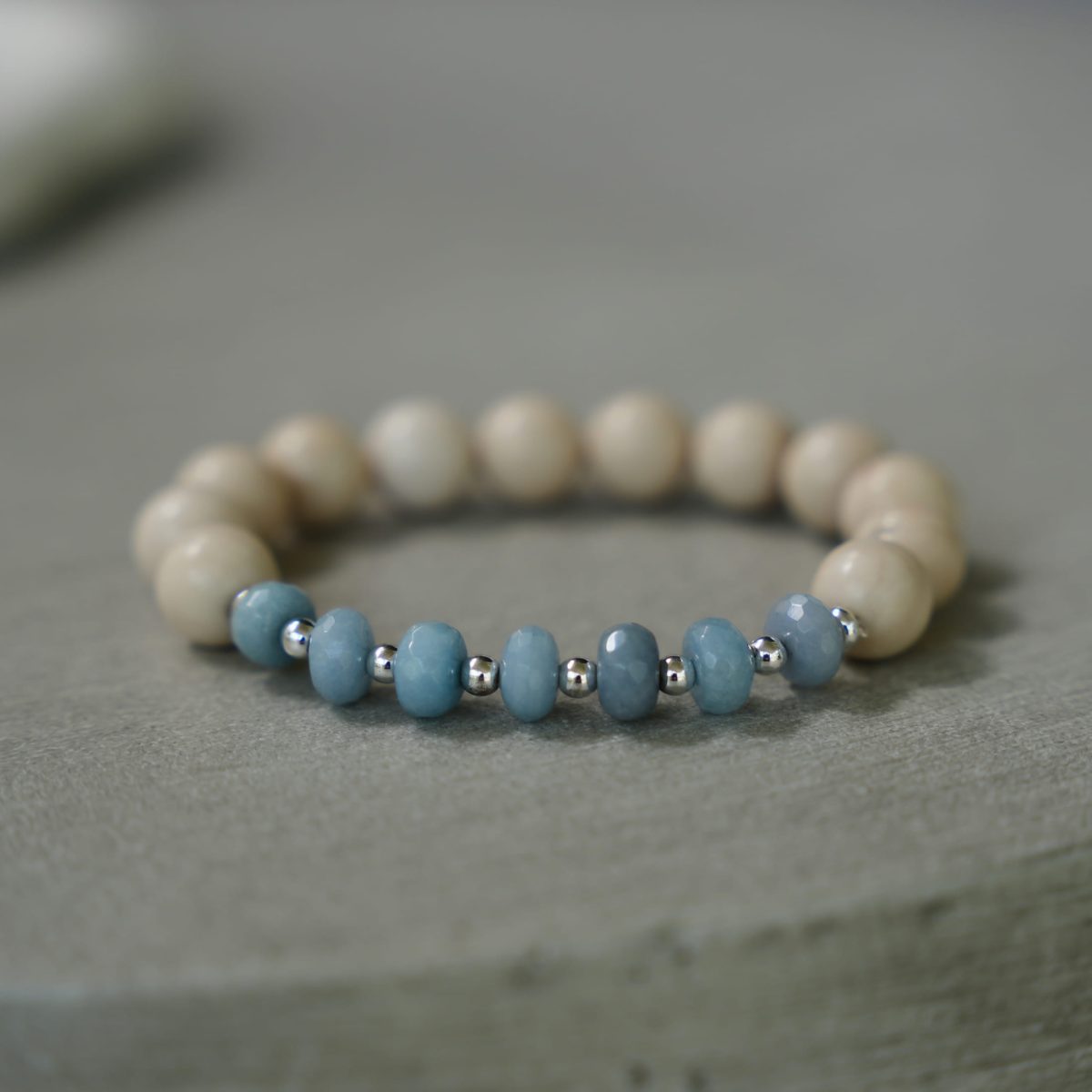 Rondelle Aquamarine and Ivor Jade Bracelet
