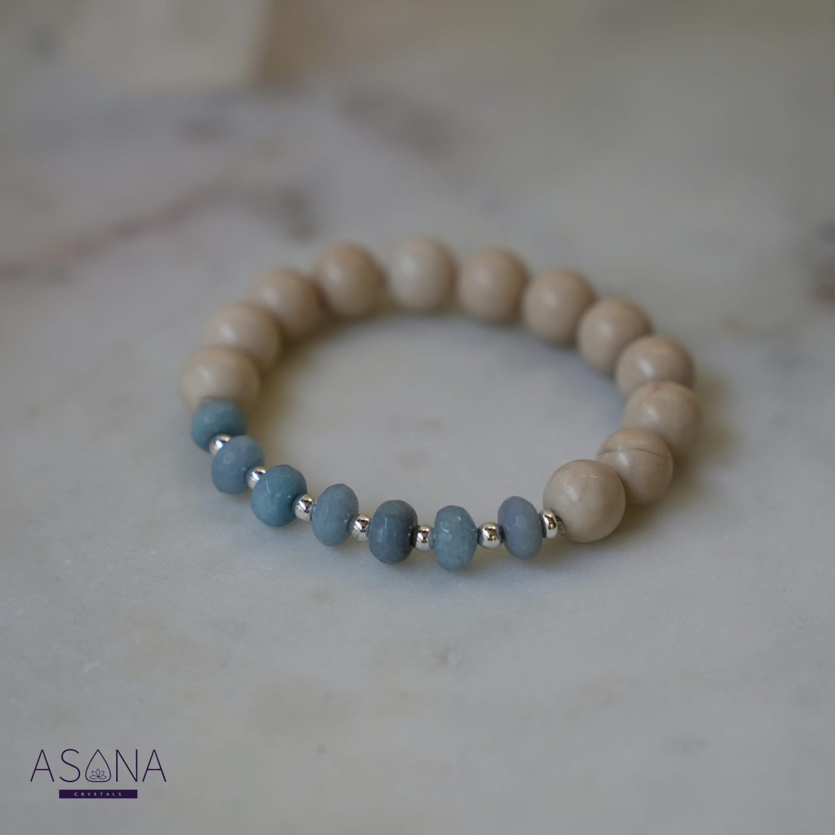 Rondelle Aquamarine and Ivor Jade Bracelet
