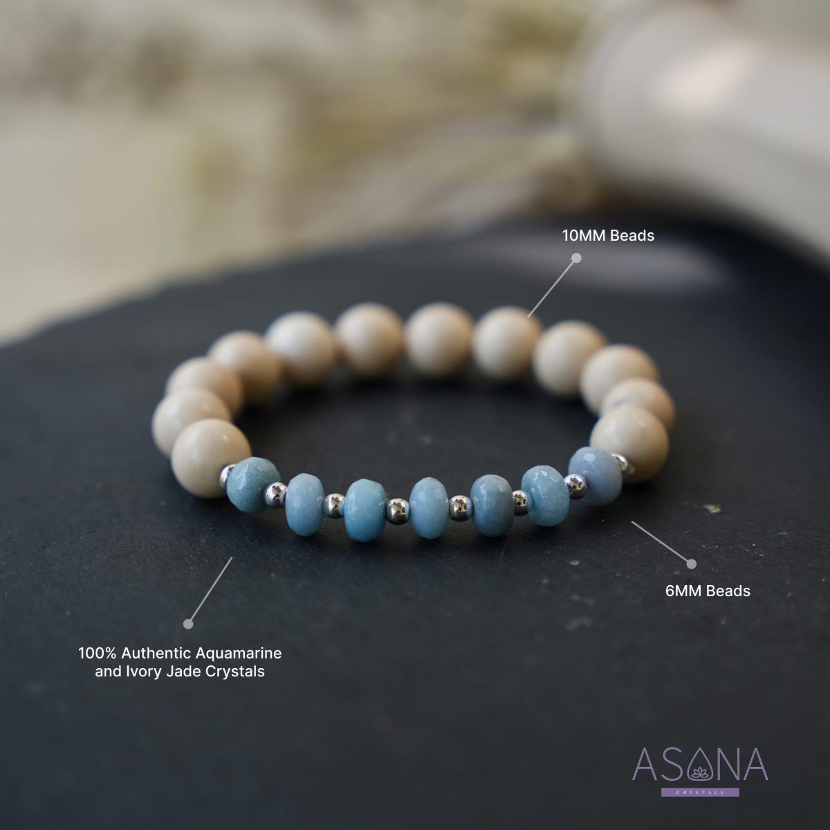 Rondelle Aquamarine and Ivor Jade Bracelet