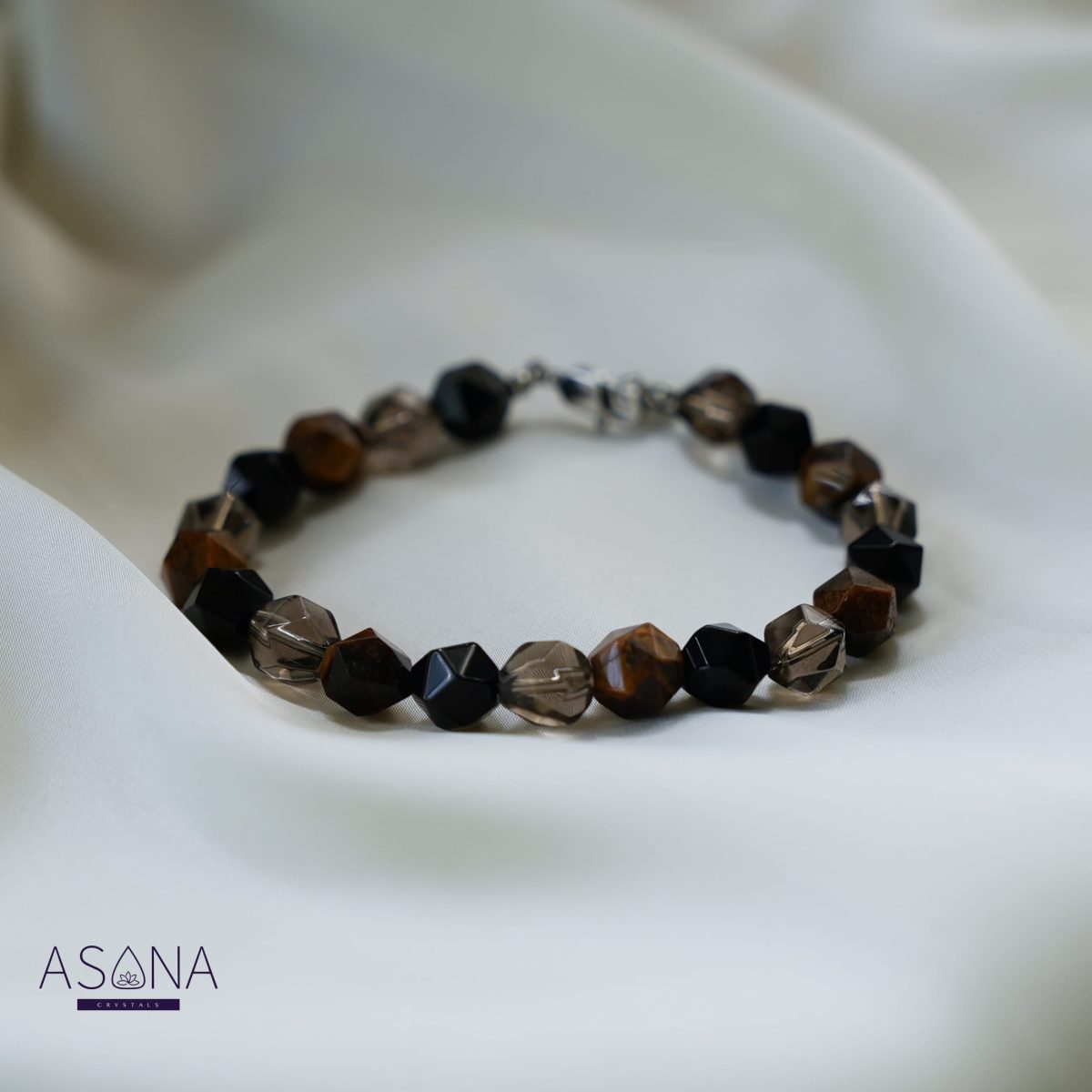 Tiger's Eye Smoky Quartz Faceted Bracelet