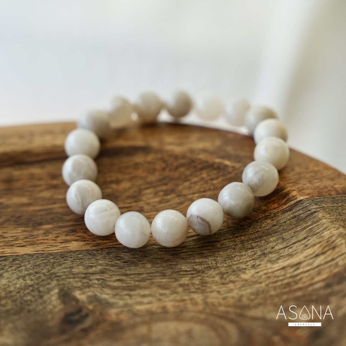 beautiful white crazy agate beaded energy bracelet for balance and love