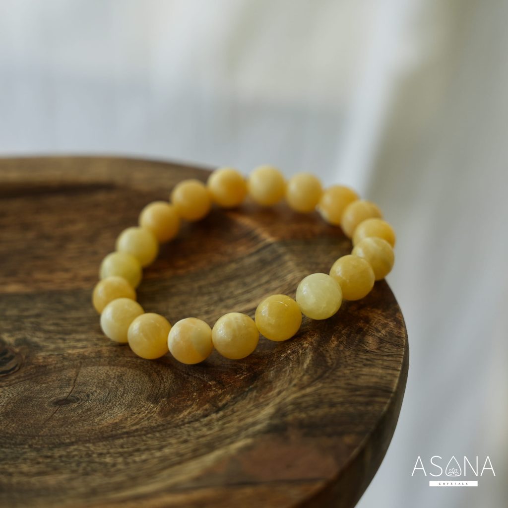 Yellow Jade Bracelet Yellow Gemstone Bracelet Crystal Beaded Bracelet