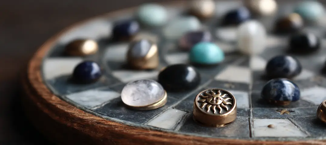 crystals on astrological grid sky atlas