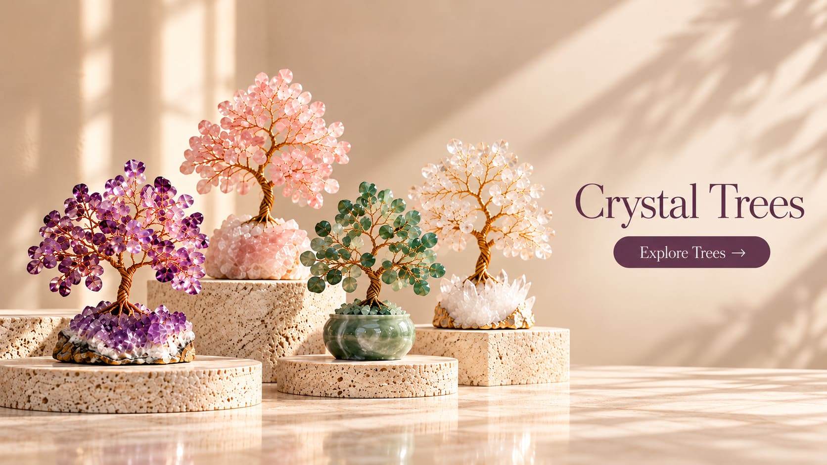 crystal tree gemstone tree collection banner