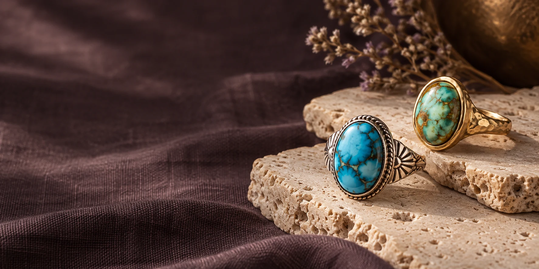 Turquoise Rings Gold, Silver Blue, Green Turquoise Collection